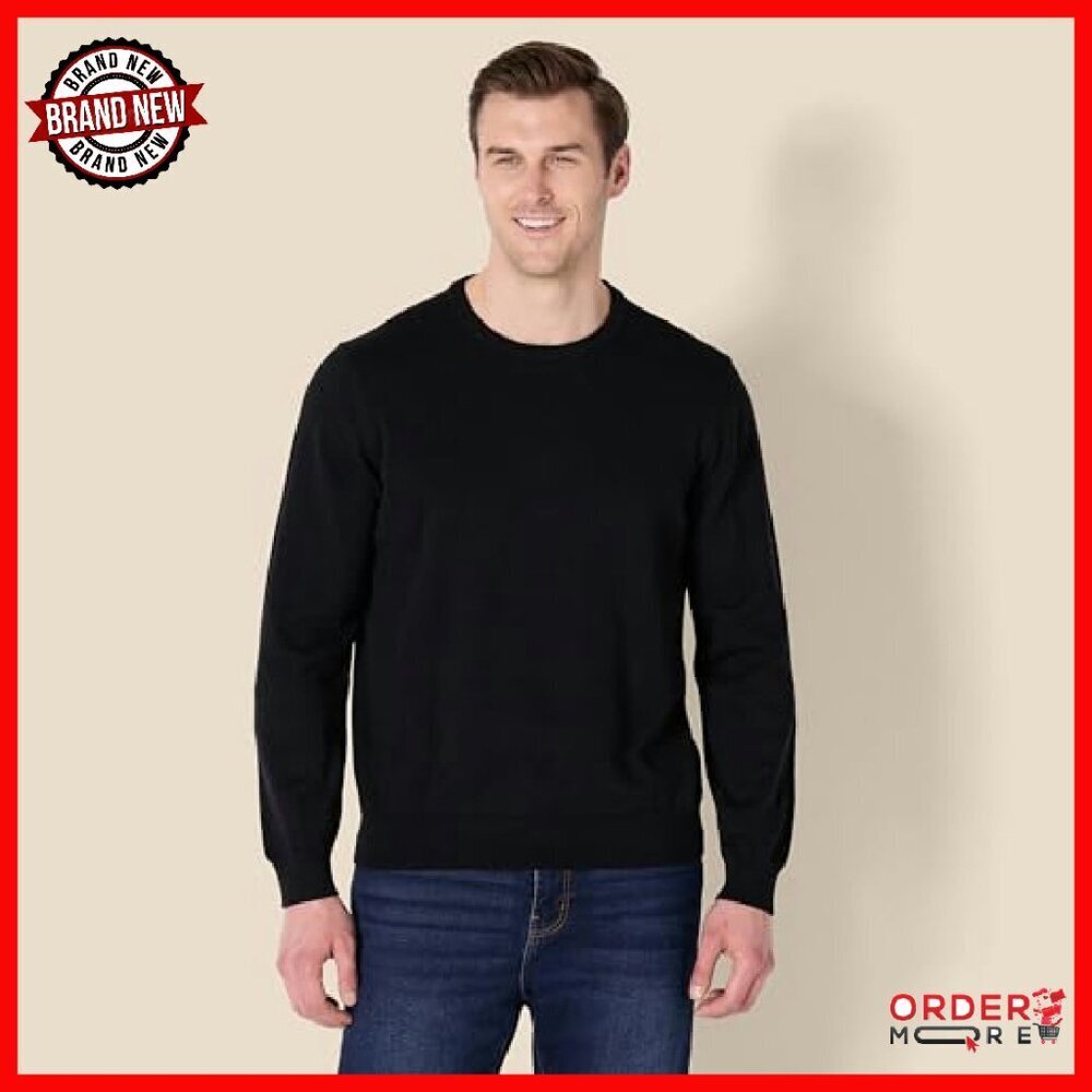Men's 100% Cotton Cable Knit Crewneck Sweater Regular Fit Long Sleeve - Picture 3 of 5